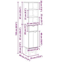 Vidaxl Kopalniška omarica OTTA 35x30x159 cm trdna borovina