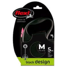 Flexi Povodec Black Design kabel M roza 5m