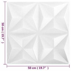 Vidaxl 3D stenski paneli 24 kosov 50x50 cm origami beli 6 m²