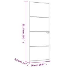 Vidaxl Notranja vrata bela 76x201,5 cm kaljeno steklo aluminij tanka