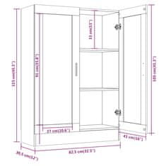 Vidaxl Vitrina rjavi hrast 82,5x30,5x115 cm konstruiran les