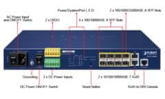 Planet MGSD-10080F Metro stikalo L2, 2x1Gb, 6x1Gb SFP, 2x2,5Gb SFP, 36-60VDC, -10~60°C, brez ventilatorja