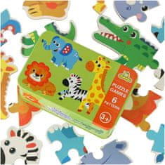 WOWO Safari Animals Puzzle - Safari Animals Puzzle v pločevinasti škatli - 25 kosov