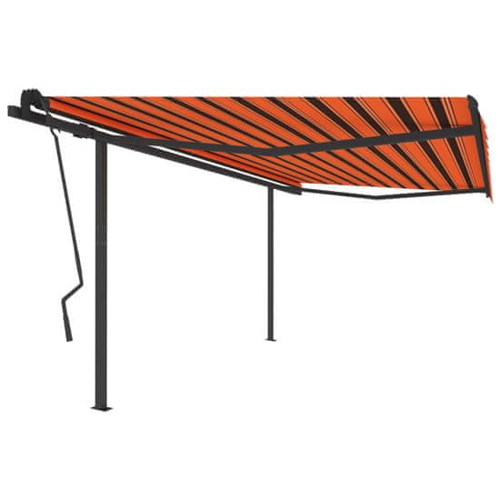 Vidaxl Avtomatsko zložljiva tenda s stebrički 4,5x3,5 m oranžna/rjava