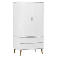 Vidaxl Garderobna omara MOLDE bela 90x55x175 cm trdna borovina