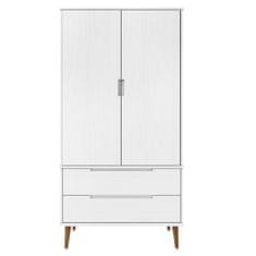 Vidaxl Garderobna omara MOLDE bela 90x55x175 cm trdna borovina