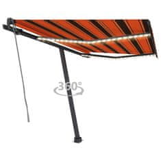 Vidaxl Avtomatska tenda LED + senzor 350x250 cm oranžna/rjava