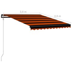 Vidaxl Avtomatsko zložljiva tenda 350x250 cm oranžna in rjava