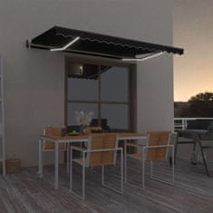 Vidaxl Avtomatska tenda LED + senzor 450x350 cm antracitna