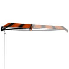 Vidaxl Zložljiva tenda s senzorjem in LED 350x250 cm oranžna in rjava