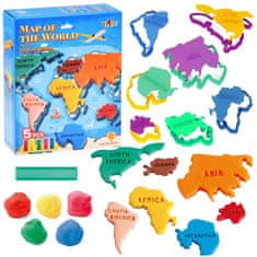 Toys Izobraževalni set plastične mase celine SVETOVNA MAPA kalupi ZA4650