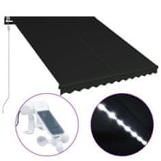 Vidaxl Zložljiva tenda s senzorjem za veter LED 350x250 cm antracitna