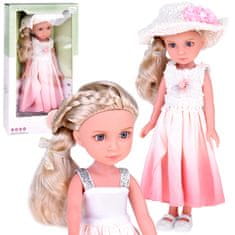 Toys Elegantna elegantna lutka s klobukom in dolgimi blond lasmi ZA5314