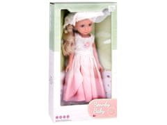 Toys Elegantna elegantna lutka s klobukom in dolgimi blond lasmi ZA5314