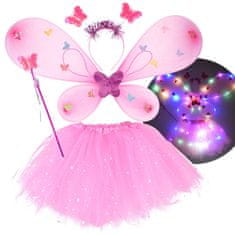 Toys Svetlo roza bleščeče Little Fairy Wings Butterfly Ball Costume ZA4805 JR