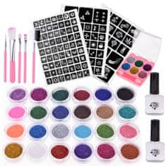 Toys Glitter tattoos veliki set za tetoviranje 24 barvnih šablon ZA4785