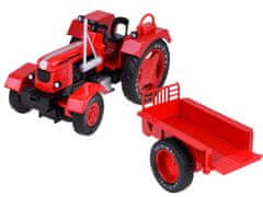 Toys Rdeč kovinski traktor s prikolico vrtljiva gumijasta kolesa 1:18 ZA5202