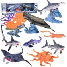 Toys Morske živali 10 kosov figuric komplet Manta ray Mečarica Kalamar Sum ZA5173