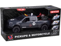 Toys Komplet Avtomobilski pickup in motorno kolo Zvočna luč + odpiranje vrat ZA5233