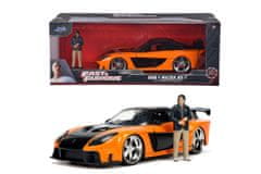 Jada Toys Hitri in drzni avto 1997 Mazda RX7 1:24 + figurica Han Lue