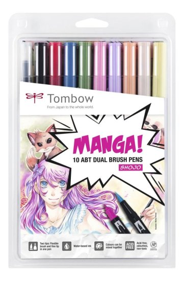 Tombow Dvostranski marker s čopičem ABT - Manga Shojo 10 kosov