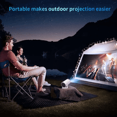 Netscroll Mini Projektor, 1280x720 HD, Wi-Fi & Bluetooth, projicira do 500 cm, 180° vrtenje, kompakten in prenosen, idealen za dom ali potovanja, MagProject