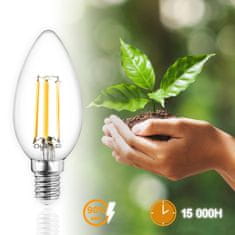 LUMILED 6x LED žarnice E14 B35 7W = 60W 806lm 3000K Toplo bela 360° Filament