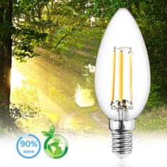 LUMILED 6x LED žarnice E14 B35 7W = 60W 806lm 3000K Toplo bela 360° Filament