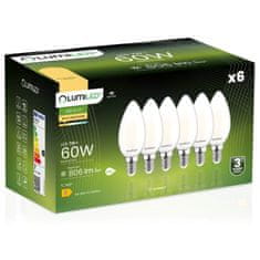 LUMILED 6x LED žarnica E14 B35 7W = 60W 806lm 3000K Toplo bela 360° Filament