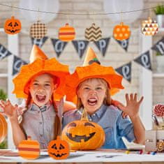 Netscroll Komplet 10 lesenih ploščic v obliki buč za DIY projekte in Halloween. Naravni les, vsaka s svojo vrvico, idealne za dekoracijo ob noči čarovnic, Pumpkins