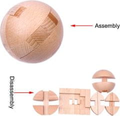 Netscroll Lesena sestavljanka, čarobna krogla, miselna igra za odrasle in otroke, spodbujanje miselnih in motoričnih spretnosti, za boljši spomin, koncentracijo in vztrajnost, premer 6 cm, BrainTeaser