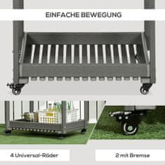 OUTSUNNY Servirni Voziček Voziček Za Žar Z Obešalnikom Za Brisače, Vrtni Voziček Z 2 Policama, Zunanja Večnamenska Miza, 87X50X80 Cm 