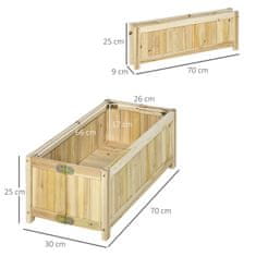 OUTSUNNY Zložljiva Škatla Za Rastline Z Dvignjeno Posteljo Za Vrt, Teraso In Balkon, Les Jelke, Naravno, 70X30X25 Cm 