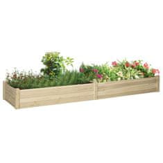 OUTSUNNY Flower Box Lesena Škatla Za Rastline Z 2 Predeloma Za Zelenjavo In Zelišča, Naravna, 244X61,5X27 Cm 