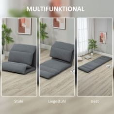 HOMCOM Talni Stol Nastavljiv Relax Stol S Funkcijo Ležanja Zložljiv Temno Siv 72X71X60Cm 