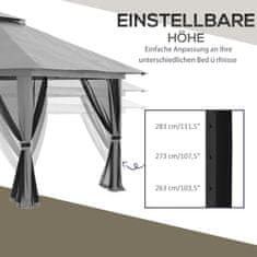 OUTSUNNY Zložljiv Paviljon 4X4M Pop-Up Vrtni Paviljon Z Uv Zaščito In Mrežastimi Stenami, Dvojna Streha, Temno Siva 