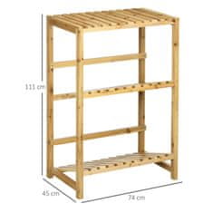 OUTSUNNY Wine Rack Stojalo Za Steklenice, Držalo Za Vino Z 2 Nagnjenima Policama, Stoječa Polica Za Teraso In Vrt, Natural, 74X45X111 Cm 