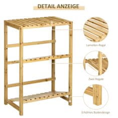 OUTSUNNY Wine Rack Stojalo Za Steklenice, Držalo Za Vino Z 2 Nagnjenima Policama, Stoječa Polica Za Teraso In Vrt, Natural, 74X45X111 Cm 