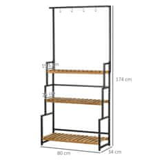 OUTSUNNY 3 Nadstropna Polica Za Rastline, Stopnice Za Rože Z Montažnimi Kavlji, Vrtno Stojalo Za Rastline, Naravni Les 80 Cm X 36 Cm X 174 Cm 