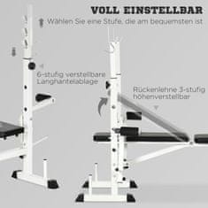 HOMCOM Training Bench Weight Bench S Stiskalnico Za Noge, Naslonom Za Uteži, Naslonom Za Roke, Za Vadbo Z Utežmi, Črna+Bela 