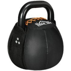 HOMCOM Kettlebell 8 Kg Kettlebell Z Jeklenim Ročajem Za Trening Moči, Dvigovanje Uteži, Vzdržljivost, Tla Prijazen Plašč Iz Umetnega Usnja, Črn 