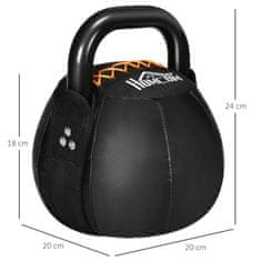 HOMCOM Kettlebell 8 Kg Kettlebell Z Jeklenim Ročajem Za Trening Moči, Dvigovanje Uteži, Vzdržljivost, Tla Prijazen Plašč Iz Umetnega Usnja, Črn 