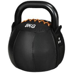 HOMCOM Kettlebell 8 Kg Kettlebell Z Jeklenim Ročajem Za Trening Moči, Dvigovanje Uteži, Vzdržljivost, Tla Prijazen Plašč Iz Umetnega Usnja, Črn 