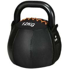 HOMCOM Kettlebell 12 Kg Kettlebell Z Jeklenim Ročajem Za Vadbo Moči, Dvigovanje Uteži, Trening Jedra, Tla Prijazen Plašč Iz Umetnega Usnja, Črn 