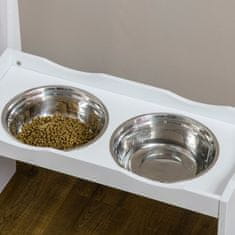 PAWHUT Raised Dog Bowl, Posoda Za Hrano Z Dvignjenim Robom, 2 X 2L Odstranljiva Pasja Skleda Iz Nerjavečega Jekla, Hranilna Skleda Za Zelo Velike Pse, Bela 