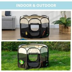 PAWHUT Puppy Playpen Zložljiva Stajica Za Živali, Puppy Run Outdoor Enclosure Iz Tkanine Oxford, Nepremočljiva, Prenosna, 92X92X58 Cm 