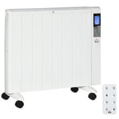 HOMCOM 4-Načinski Radiator Z Lcd Zaslonom 2000W Električni Grelec 2 Stopnji 5-35°C, Daljinski Upravljalnik, Kolesa In Zaščita Za 15 M² Prostora 75 X 7,5 X 58,5 Cm 