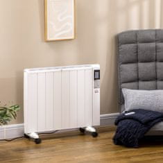 HOMCOM 4-Načinski Radiator Z Lcd Zaslonom 2000W Električni Grelec 2 Stopnji 5-35°C, Daljinski Upravljalnik, Kolesa In Zaščita Za 15 M² Prostora 75 X 7,5 X 58,5 Cm 