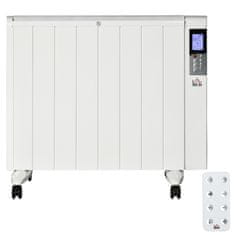 HOMCOM 4-Načinski Radiator Z Lcd Zaslonom 2000W Električni Grelec 2 Stopnji 5-35°C, Daljinski Upravljalnik, Kolesa In Zaščita Za 15 M² Prostora 75 X 7,5 X 58,5 Cm 