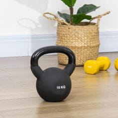 HOMCOM Kettlebell Litoželezna Neoprenska Prevleka, Tla Prijazna Gugalnica, Črna 10 Kg 